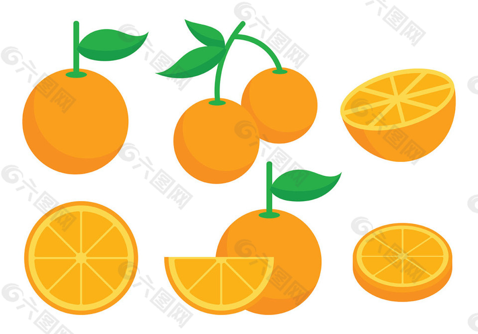 扁平化手绘橙子