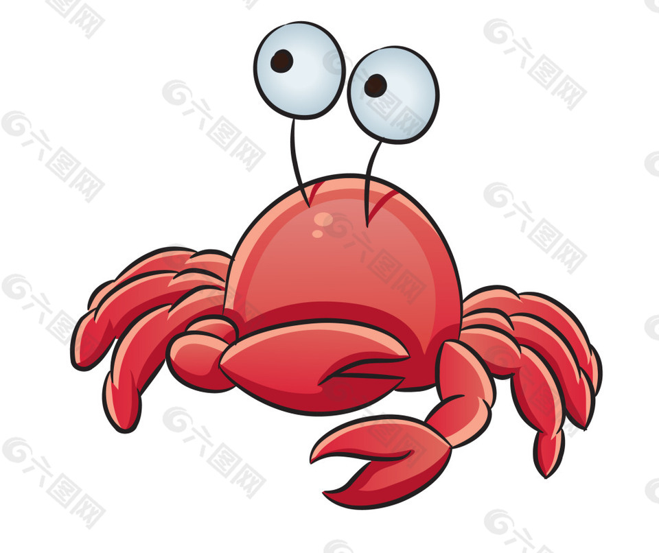 矢量卡通红蟹EPS