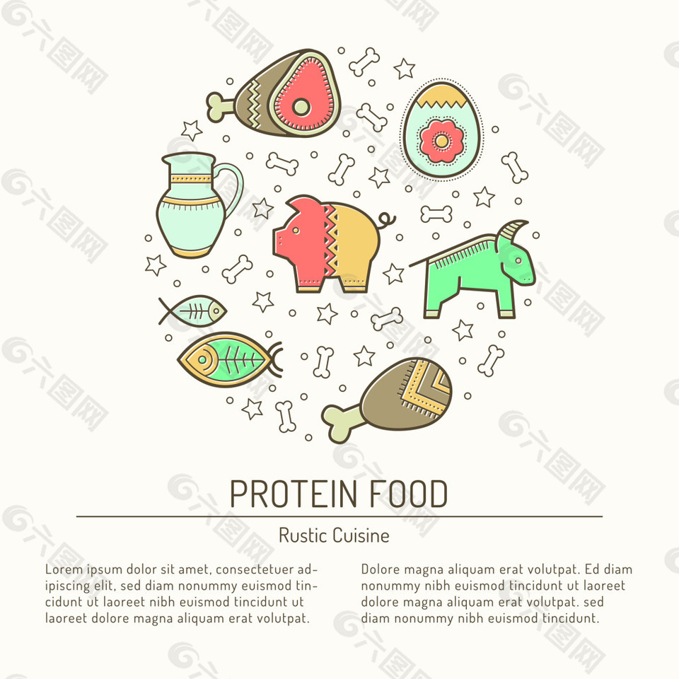 肉类卡通食物素材图标标签矢量素材