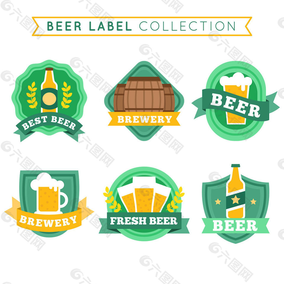 复古风格绿色啤酒标签