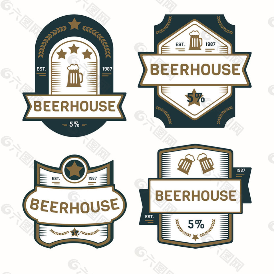复古风格啤酒装饰标签