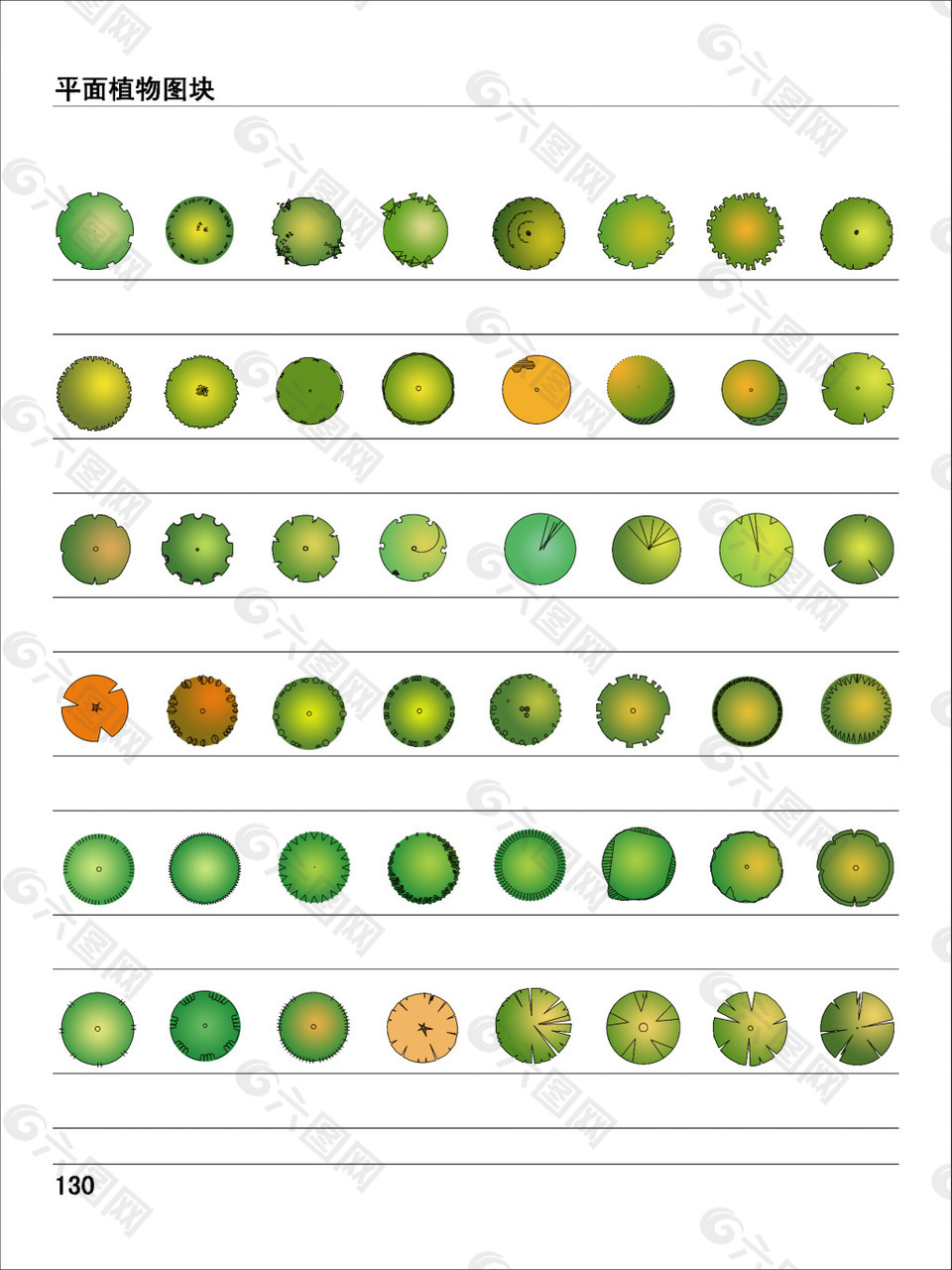 平面植物图块130