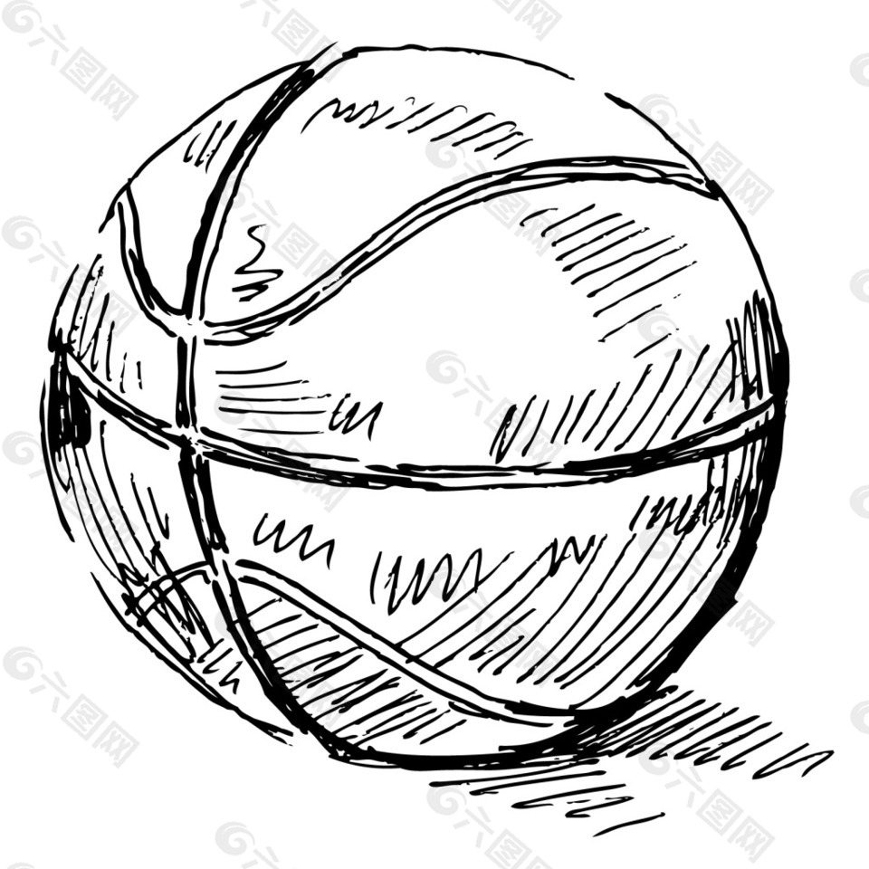卡通矢量手绘线稿篮球商业钢笔插画设计元素