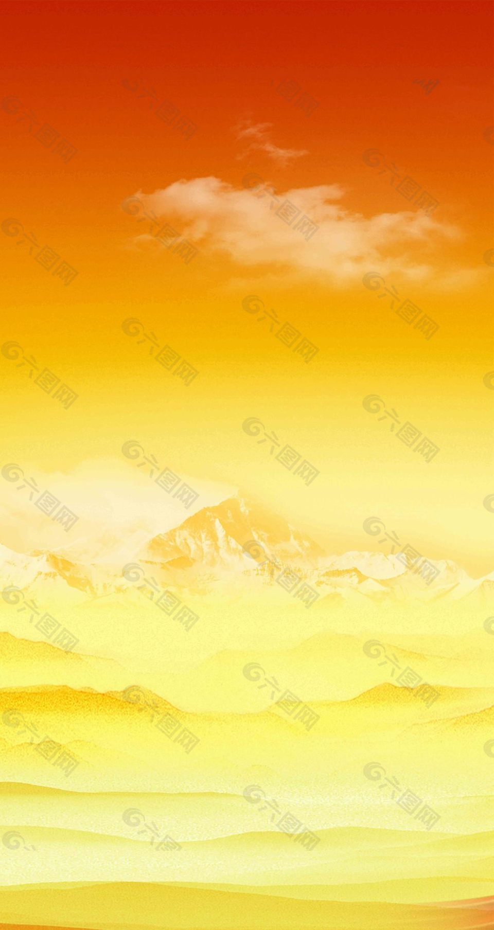 橙色白云远山背景素材