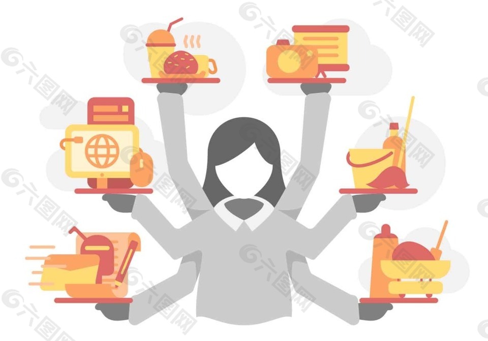 扁平化快餐服务员