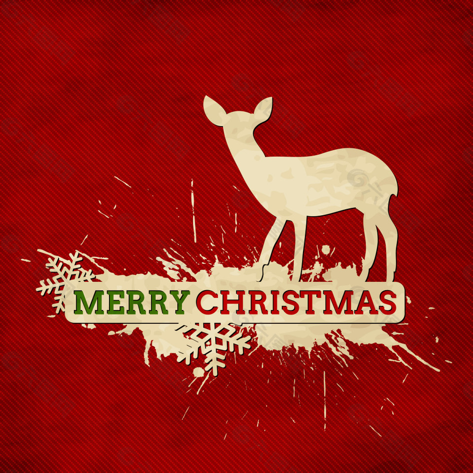 手绘圣诞小鹿背景