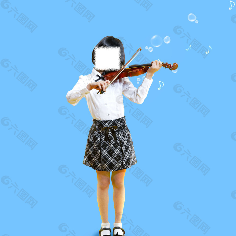 拉小提琴的小女孩素材