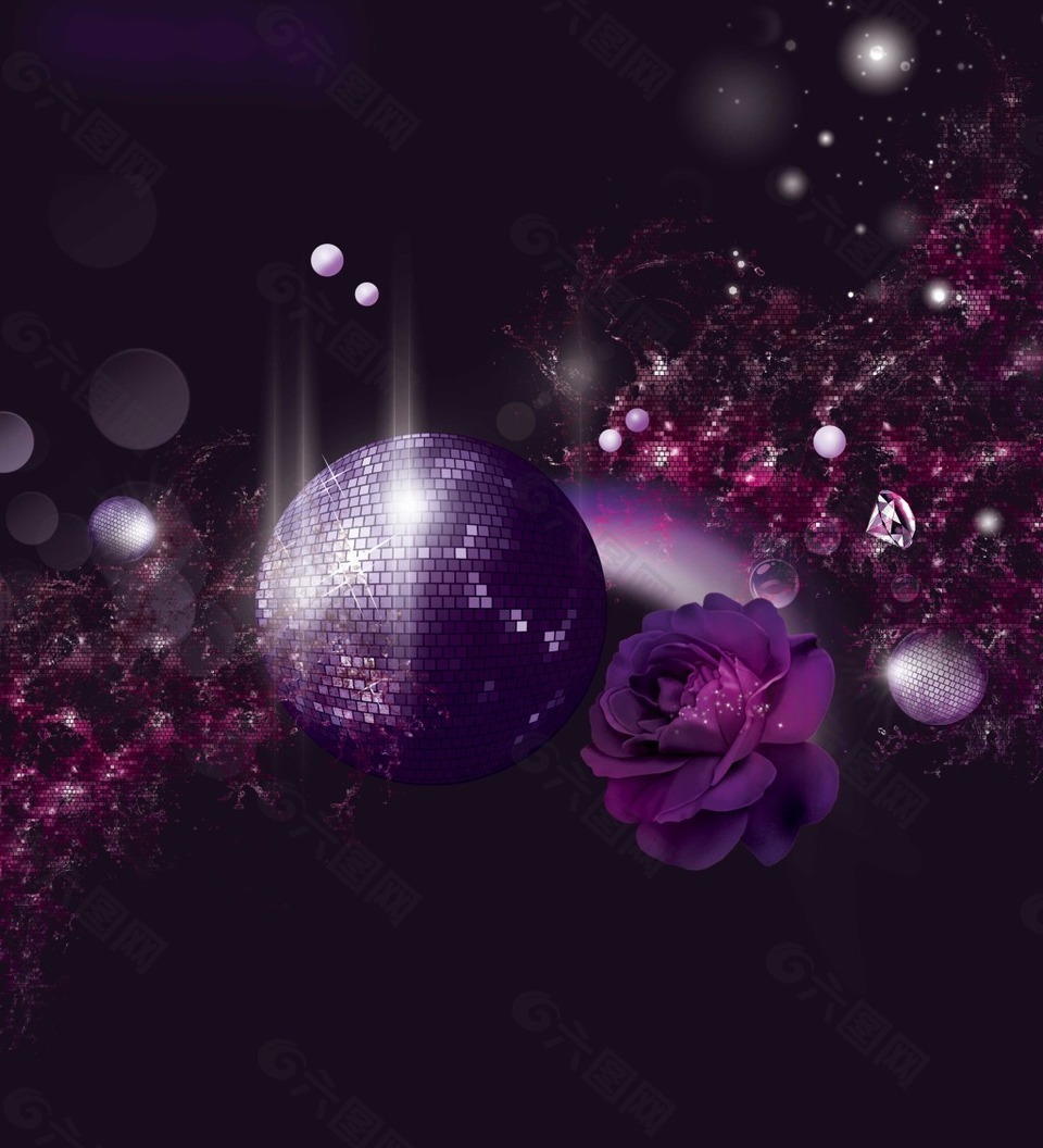 星球高光光晕花朵紫色背景素材