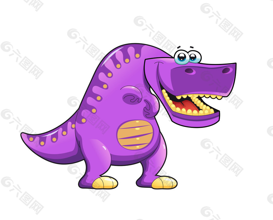 矢量卡通紫色鳄鱼