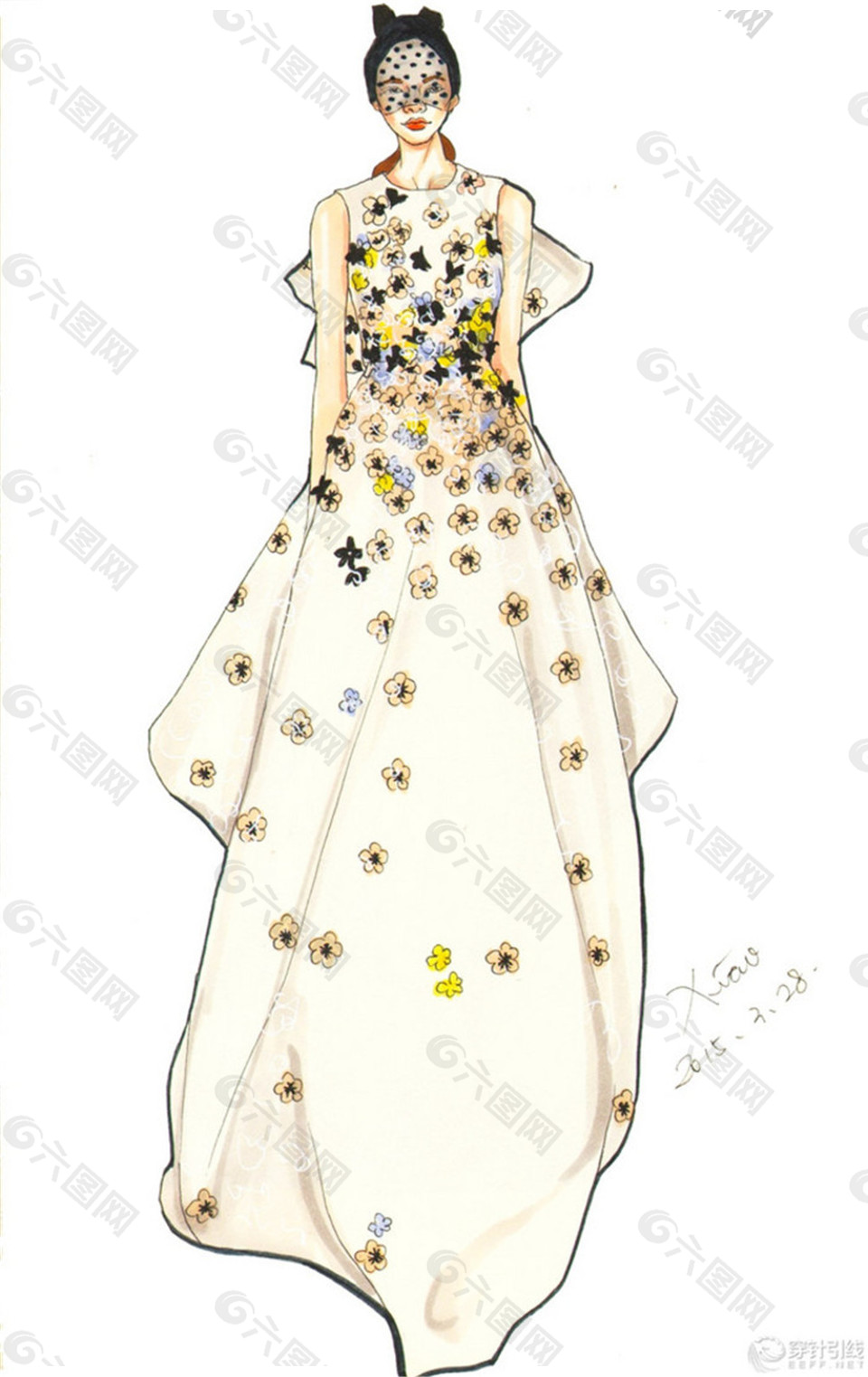 花朵猫女礼服设计图