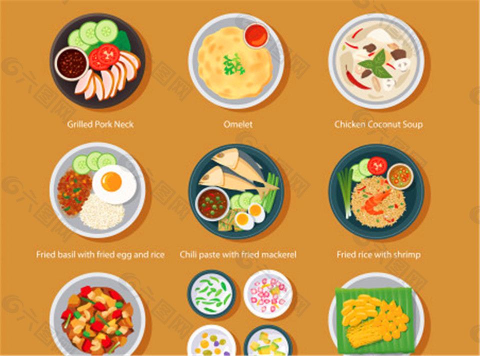 泰国食物图标载体