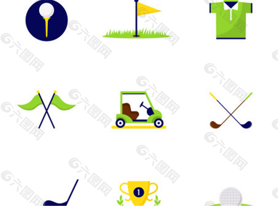 9高尔夫创意图标矢量