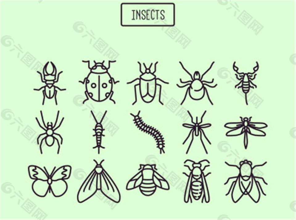 15昆虫矢量图标