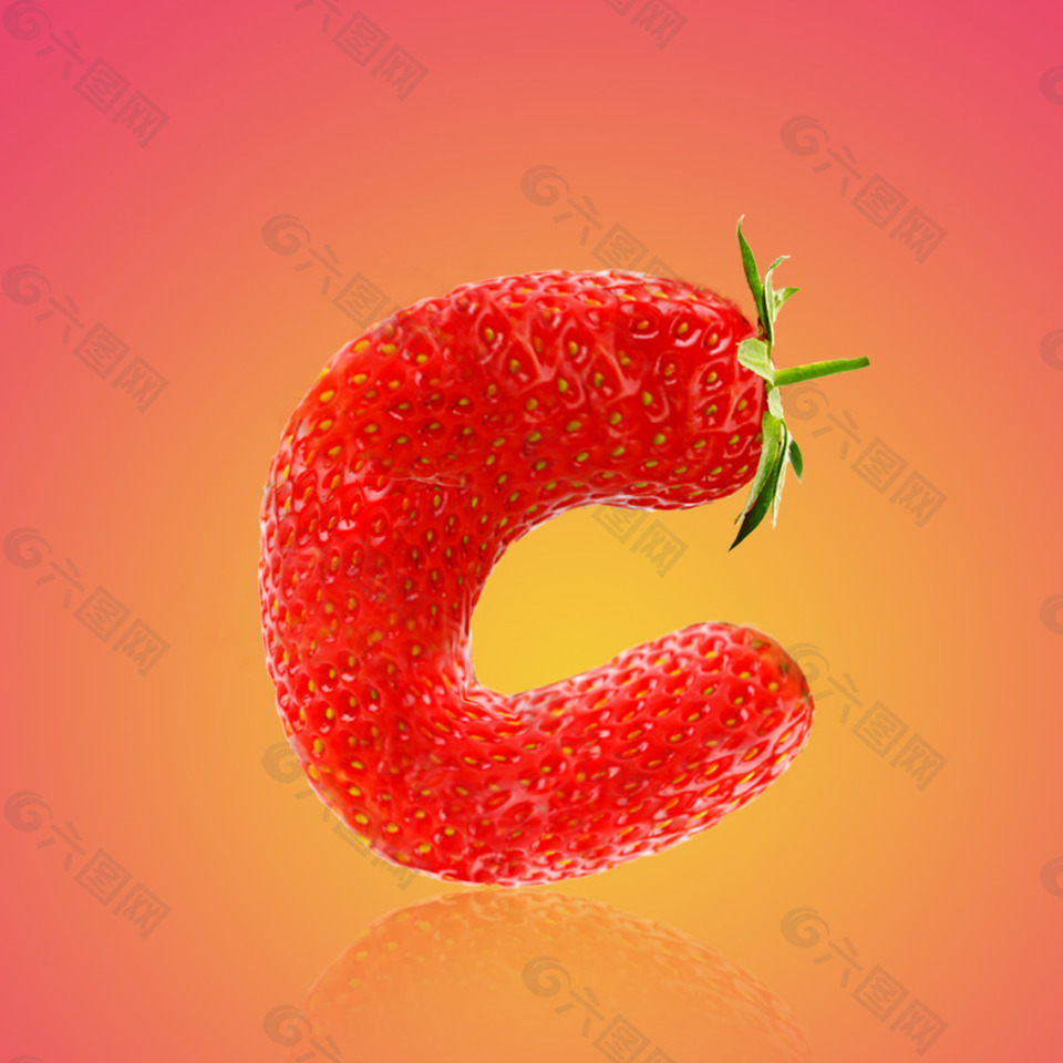 草莓  水果文字  英文