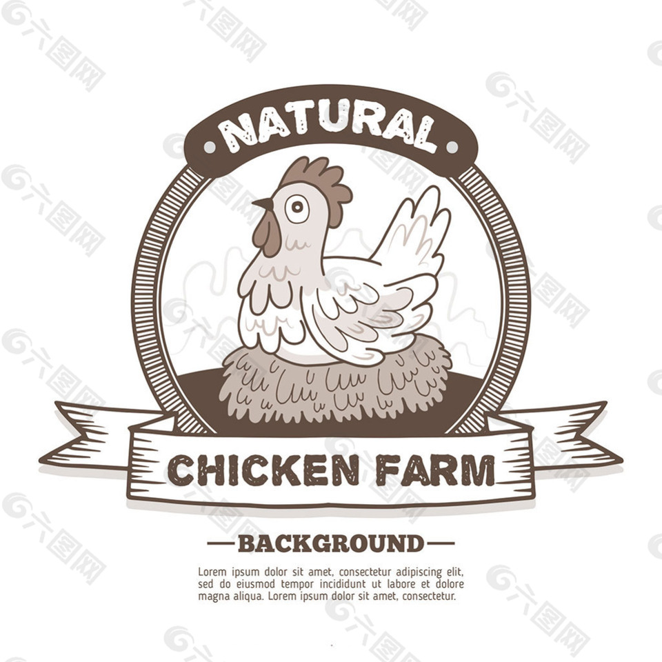复古风格农场母鸡徽章图标