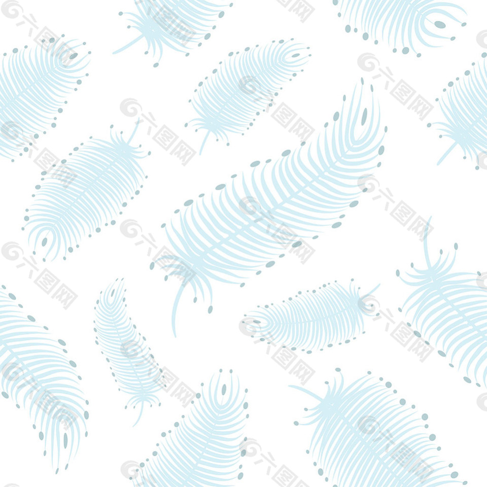 蓝色羽毛装饰图案背景