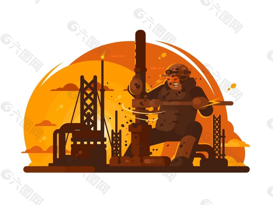 石油工人插画