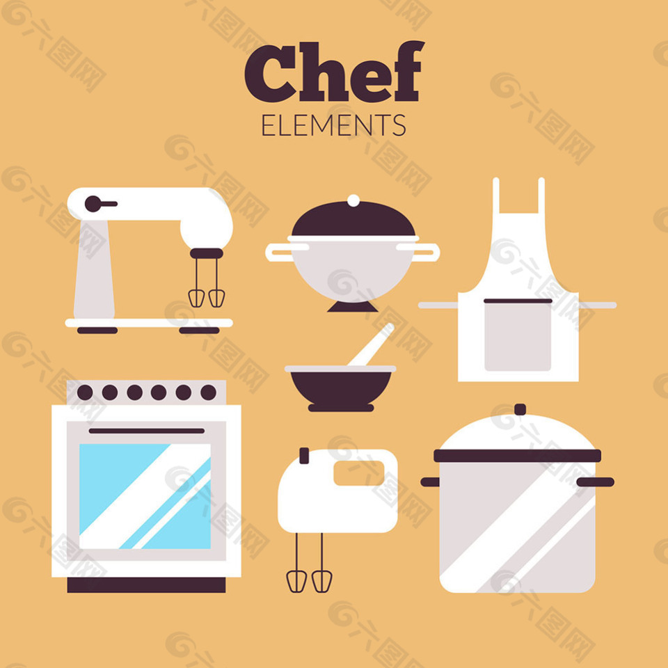 各种厨房电器物品平面设计素材