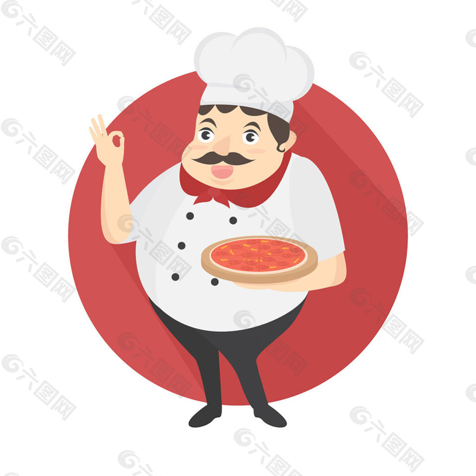 厨师端着比萨饼插图背景