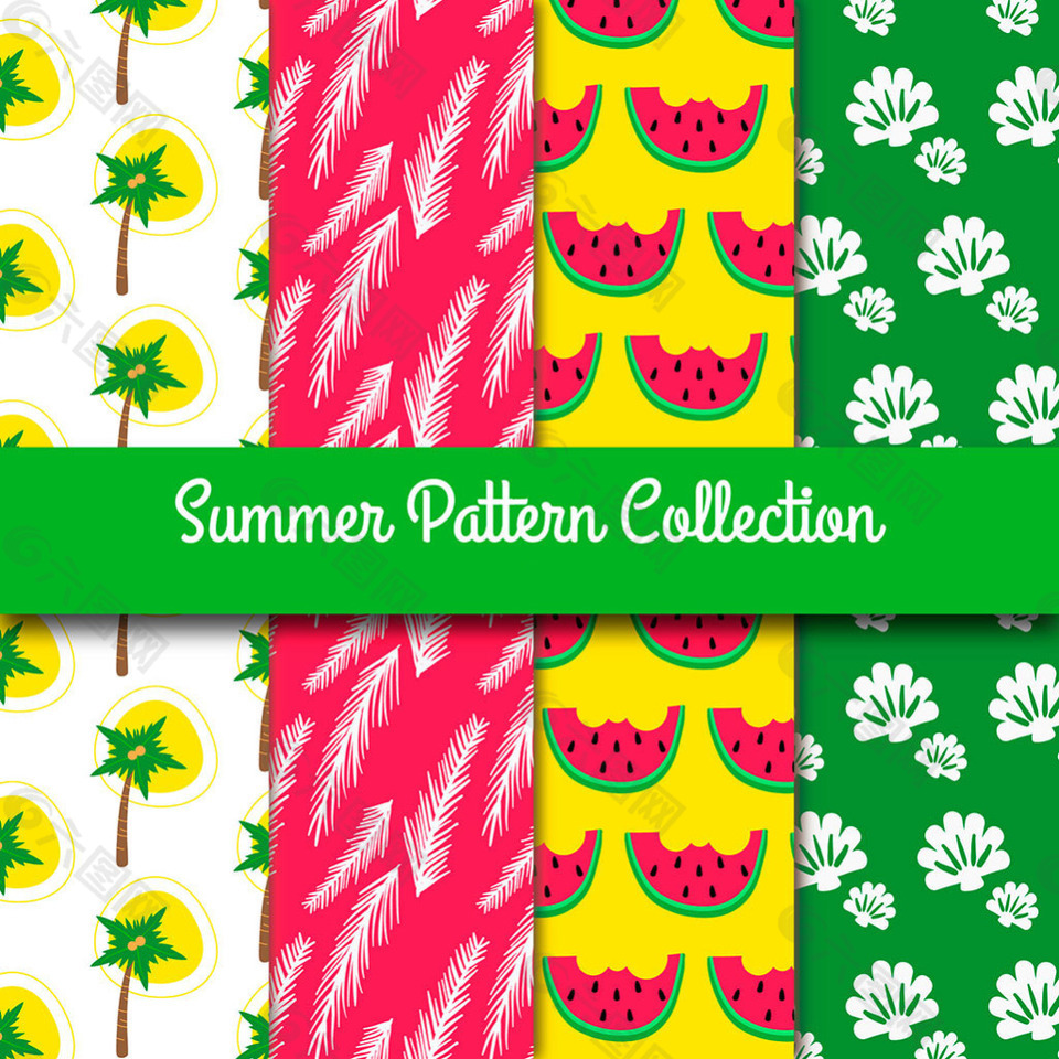 几种彩色的夏天装饰图案背景