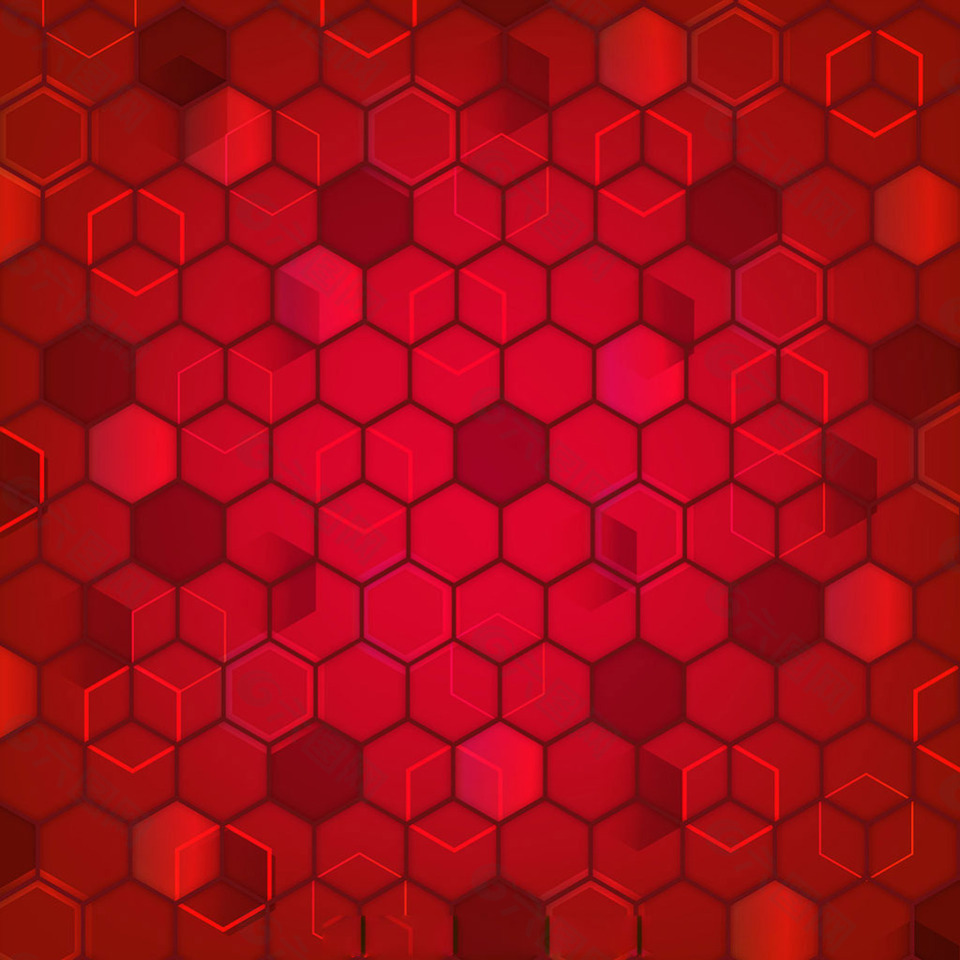 红色几何蜂巢图案背景