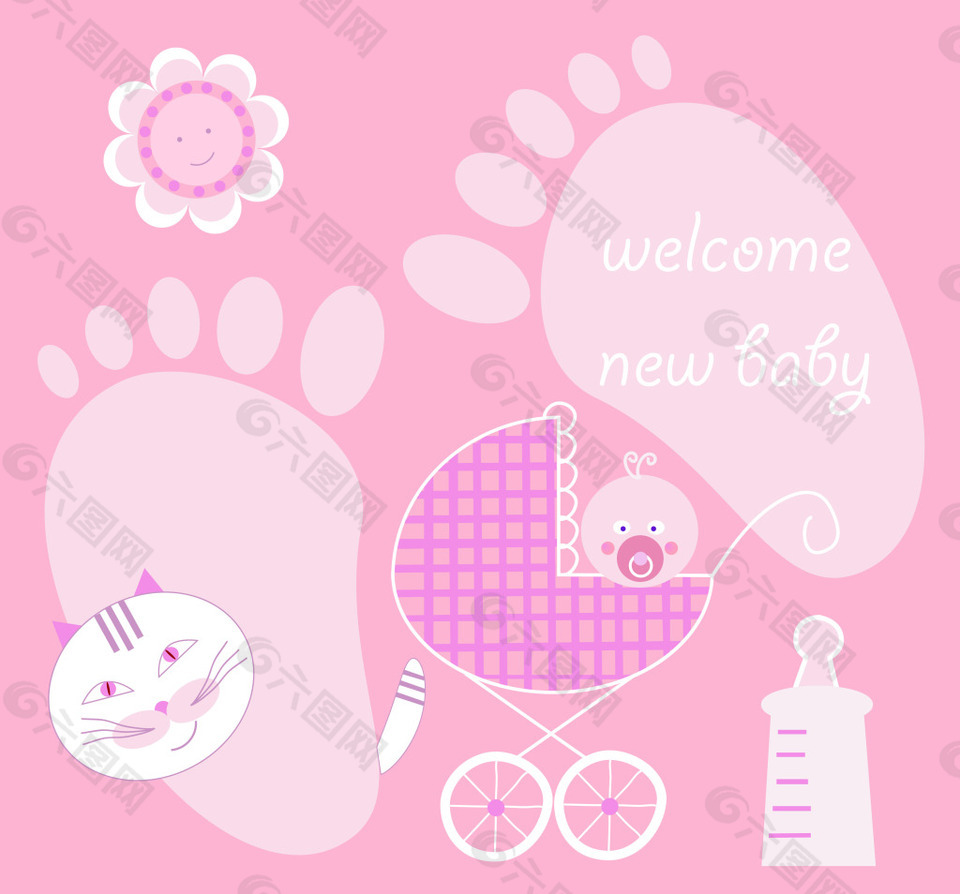 粉色脚印婴儿背景