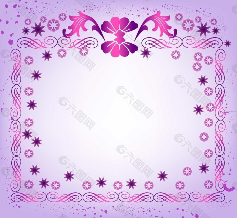 浪漫紫色花纹边框背景
