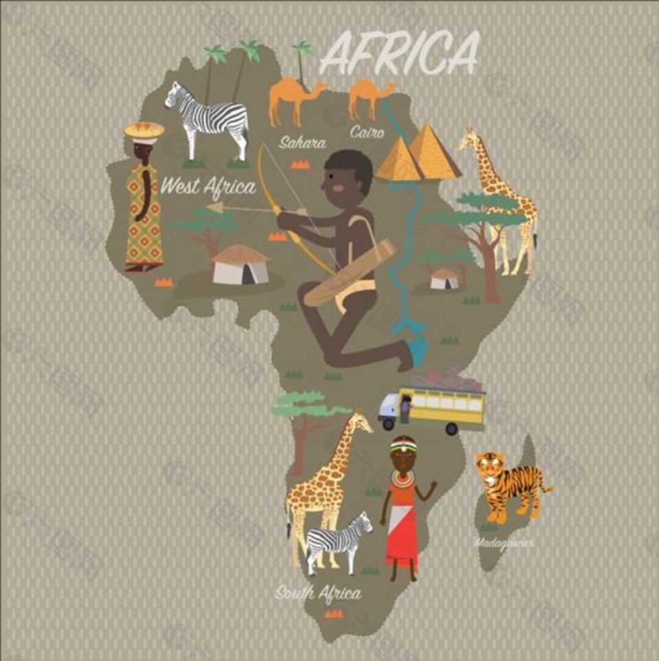 非洲地图矢量背景