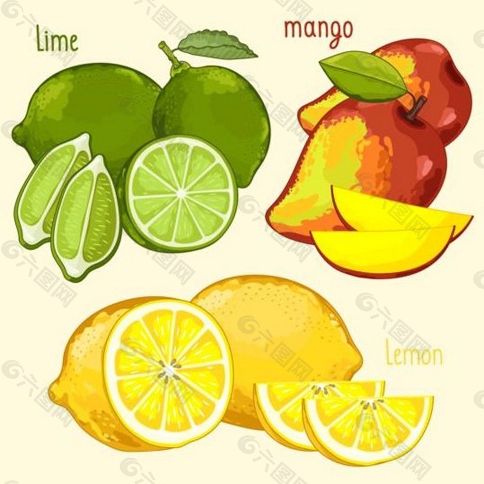 柠檬芒果背景素材