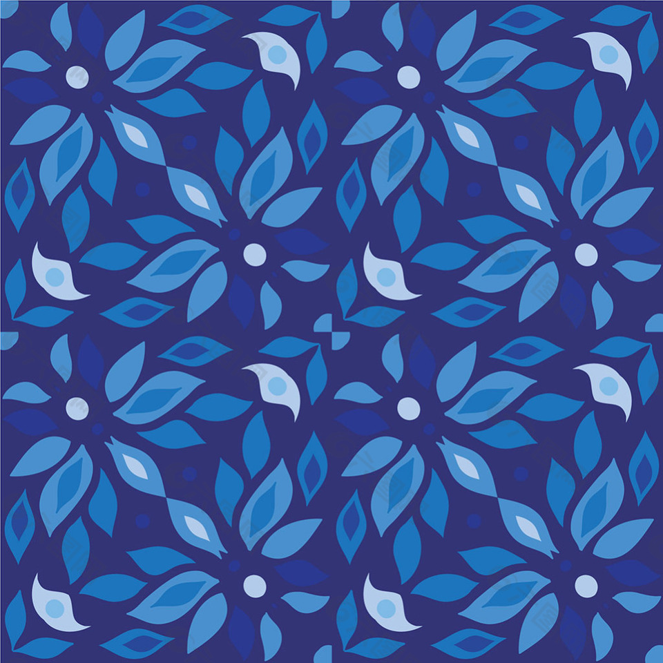 蓝色花朵装饰图案背景