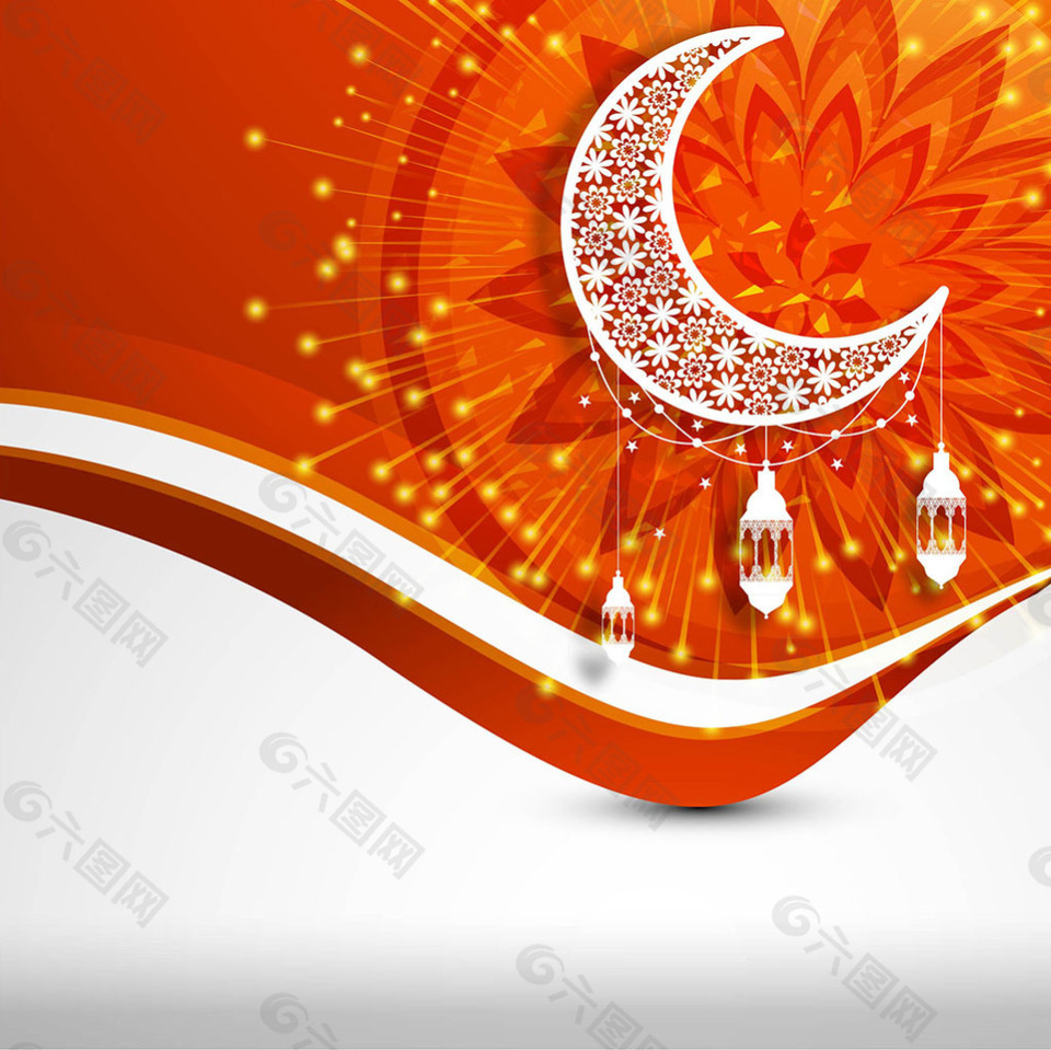 优雅的橙色斋月伊斯兰插图