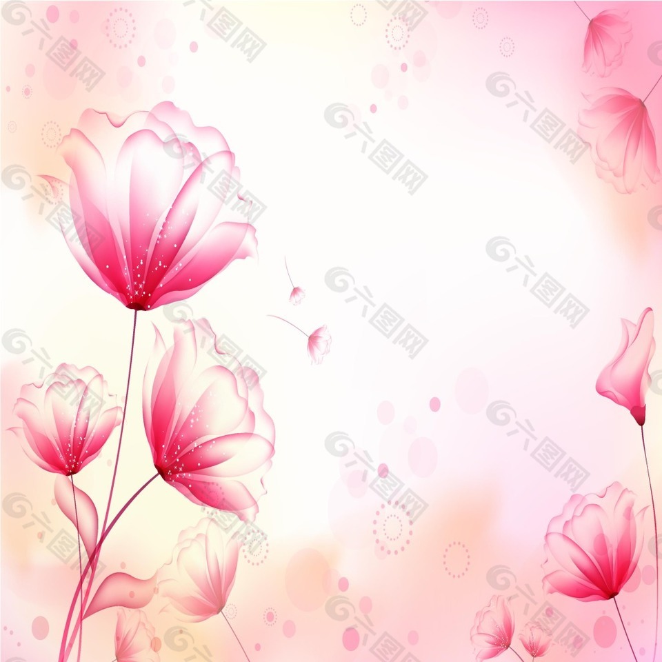梦幻粉色花朵背景
