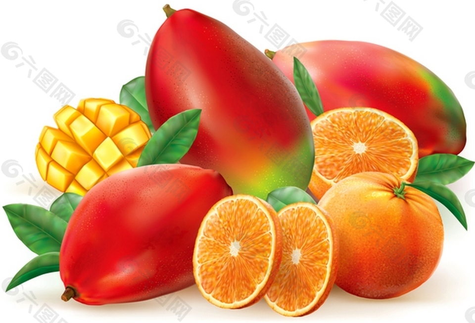 芒果橙子背景素材