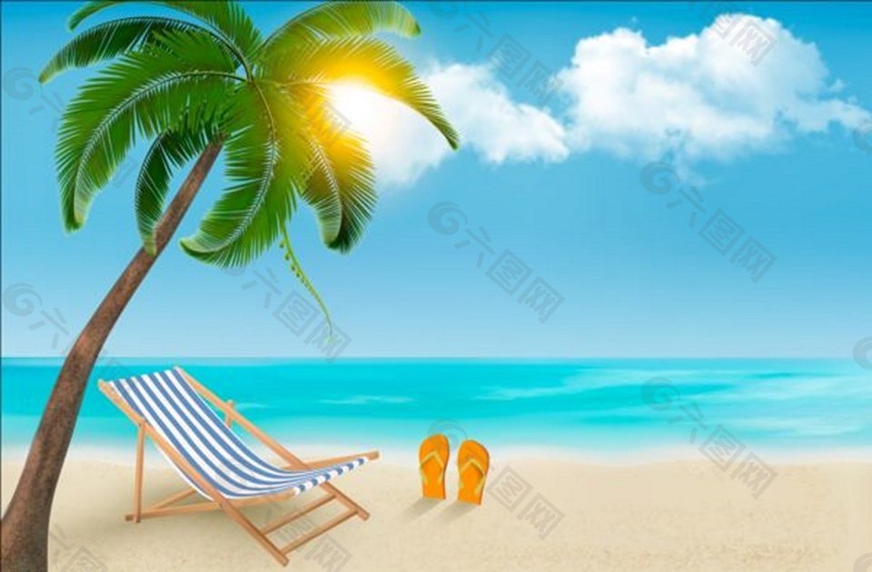 沙滩椅蓝色背景