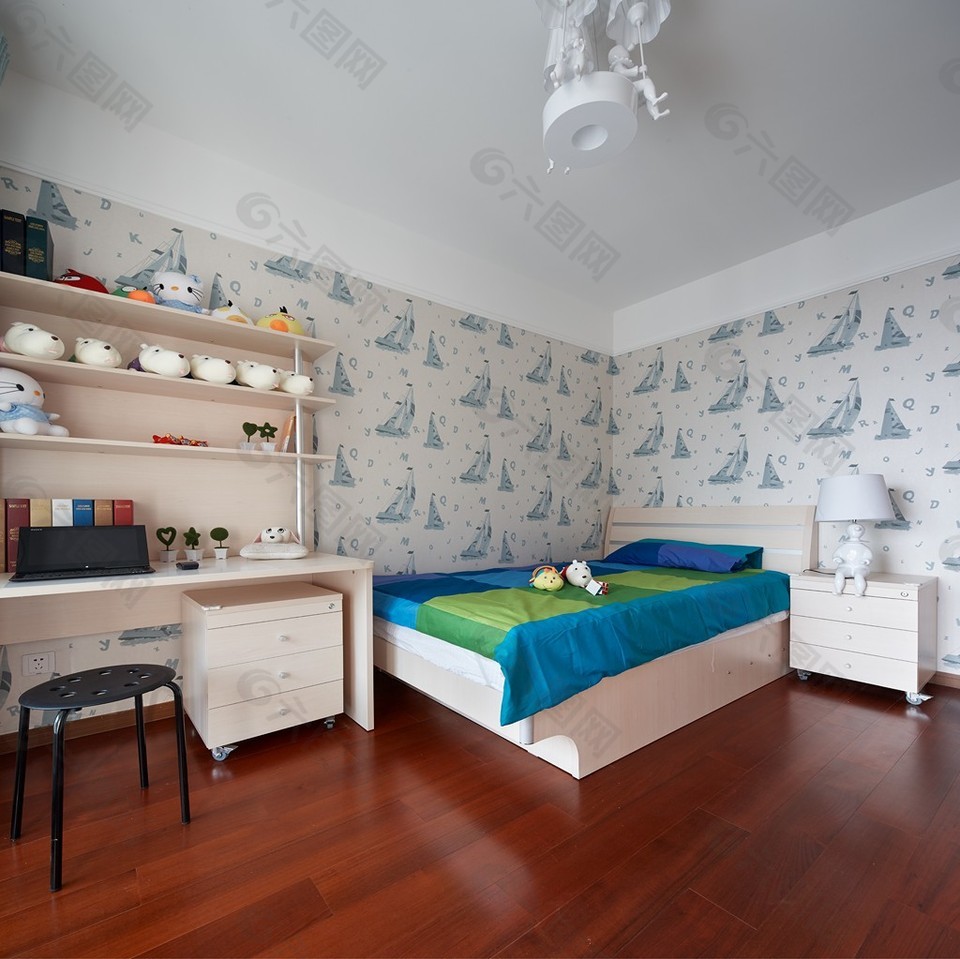 新中式简约卧室床背景墙设计图