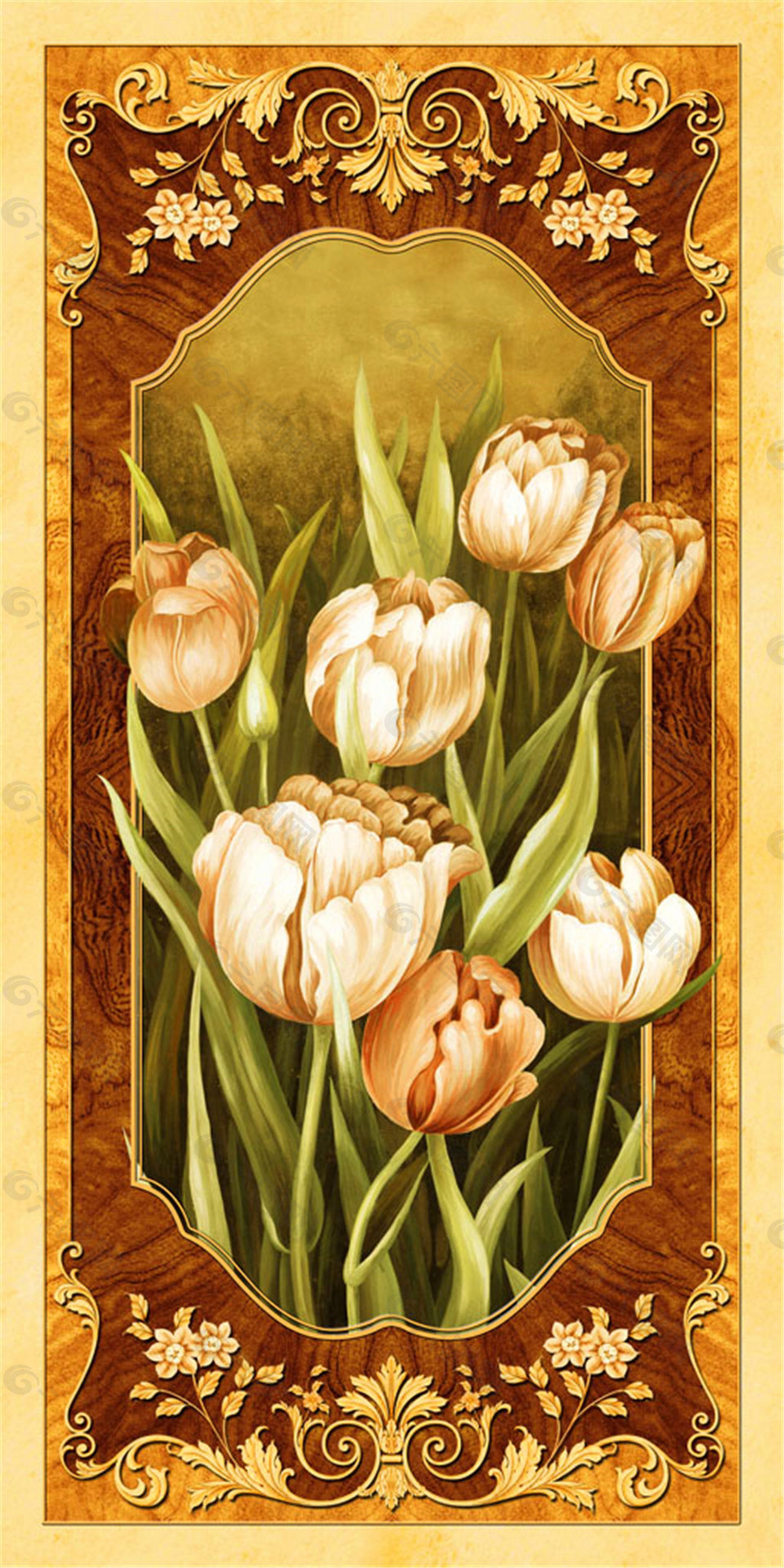 郁金香欧式花纹图片