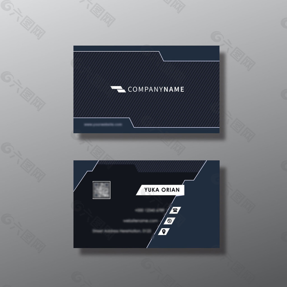 时尚现代深蓝名片设计