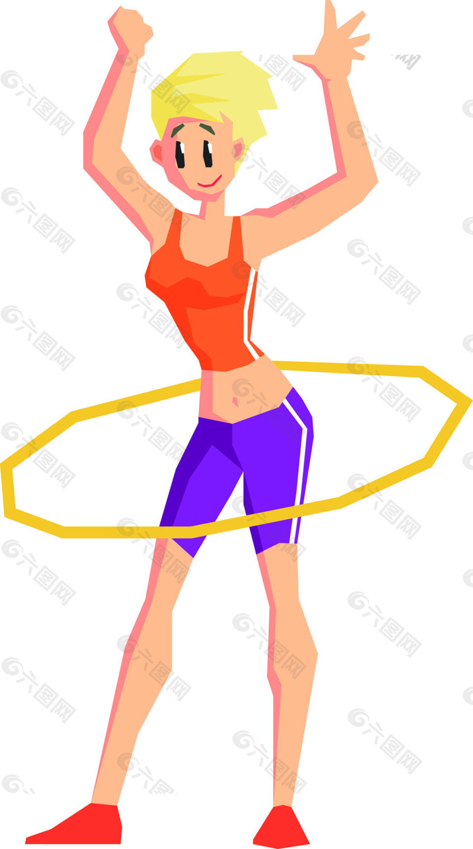 呼啦圈运动健身的人卡通矢量素材文件