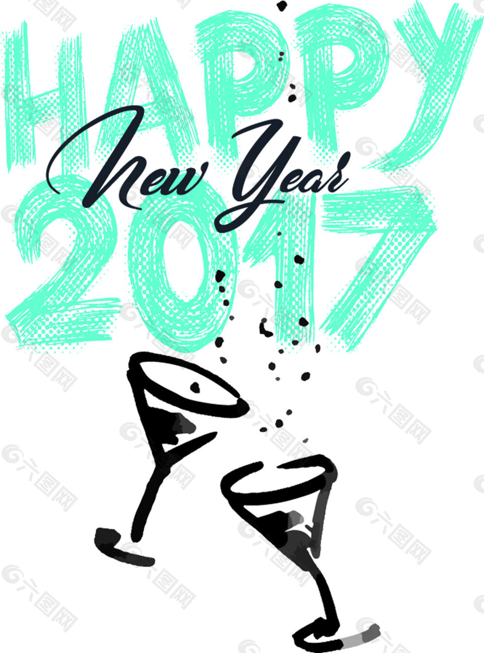 2017新年快乐卡通矢量图标素材