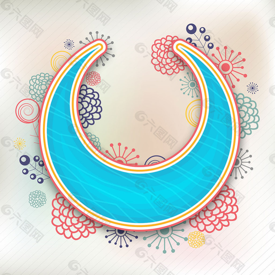 装饰花纹穆斯林蓝色月亮背景