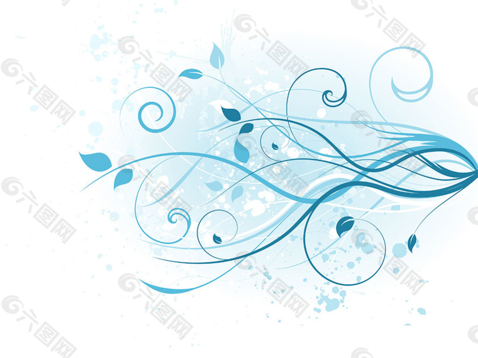蓝色花卉装饰花纹背景设计