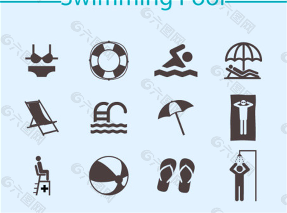 12游泳图标矢量素材