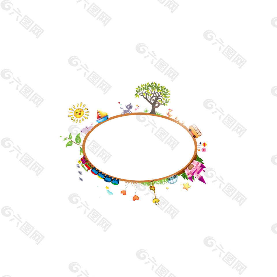 圆形太阳花朵大树