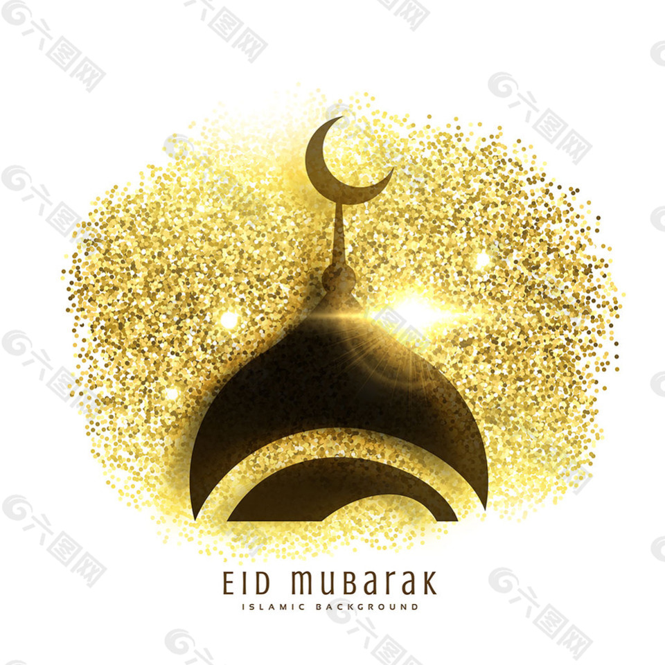 金色闪亮伊斯兰元素开斋节背景