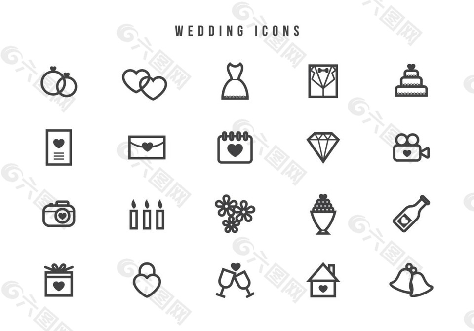 婚礼矢量图标icons