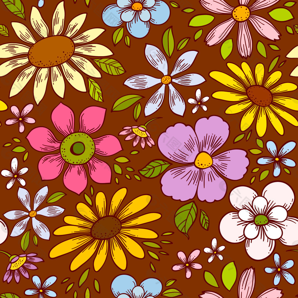 矢量花卉花纹背景素材设计