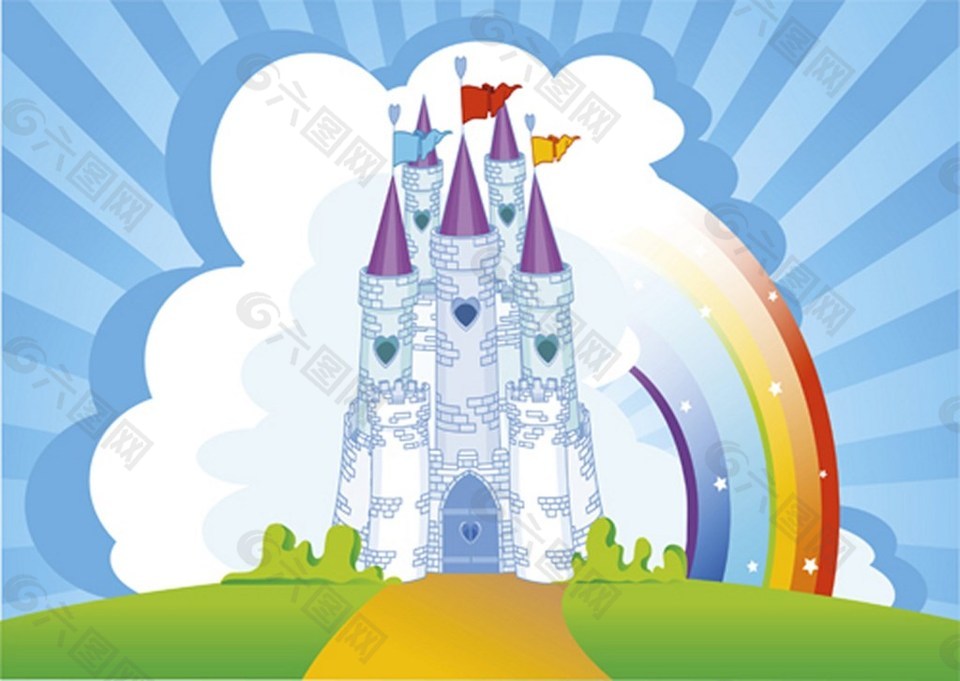 城堡彩虹背景素材