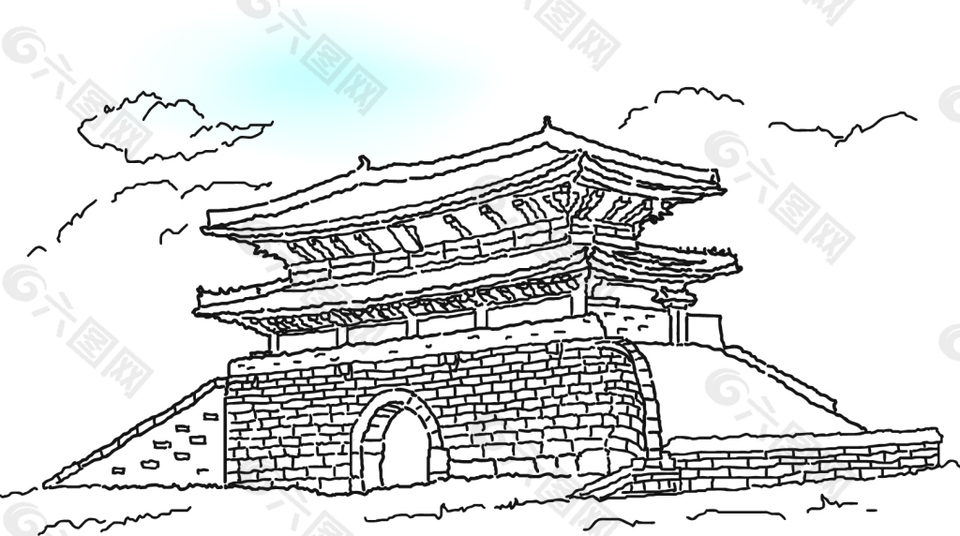 襄阳古城墙简笔画图片