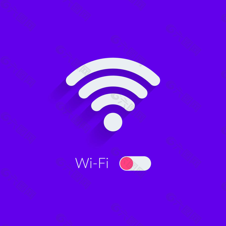 简约白色Wifi图标紫色背景