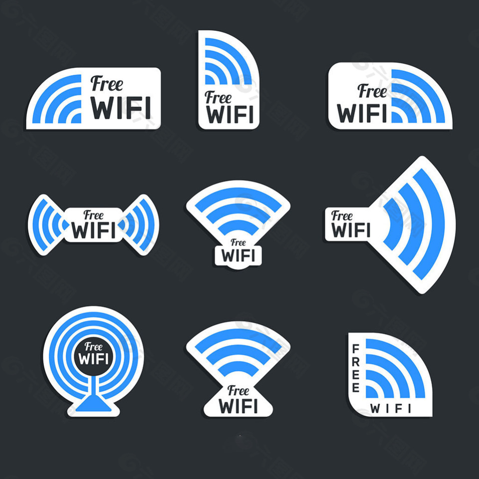各种Wifi贴纸图标